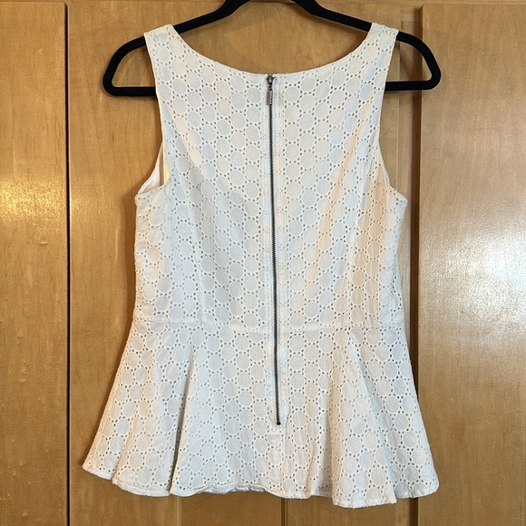 🌸 Kensie white eyelet lined peplum large top blouse - Picture 3 of 7